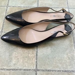 Boden navy patent sling back flats